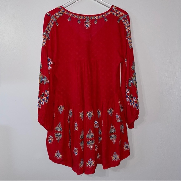 Free People Red Arianna Embroidered Tunic/ Dress - Picture 4 of 16
